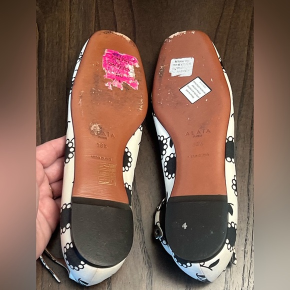 ALAIA PARIS WOMEN'S 38.5 BLACK & WHITE BALLERINA BALLET FLATS - Picture 7 of 16
